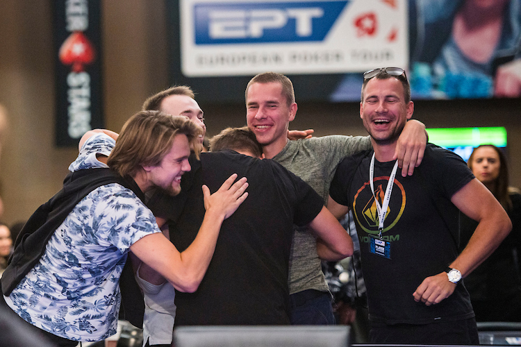 Matthias Tikerpe Celbrates with Rail_2018 EPT Barcelona_Main Event_Day 5_Giron_8JG1142